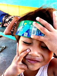 Close-up portrait of smiling boy