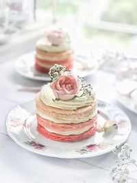 Close-up of dessert in plate on table