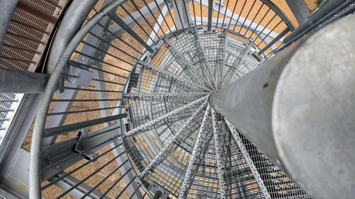 High angle view of spiral staircase in building