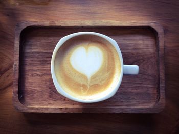 Directly above shot of cappuccino on table