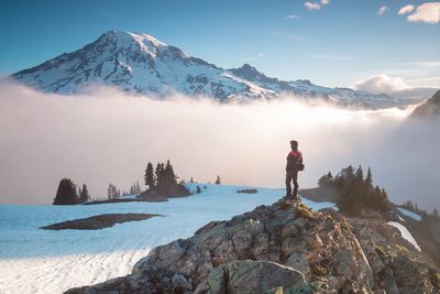 Scenic view of snowcapped mountain against sky