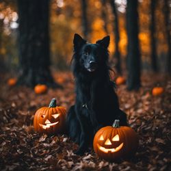 Dog running on pumpkin