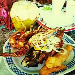 Close-up of meal served on plate