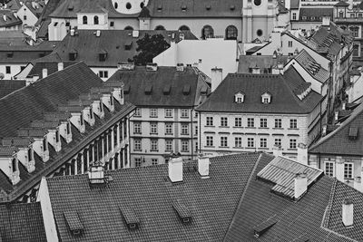 High angle view of buildings in city