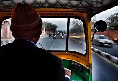 Man traveling in train