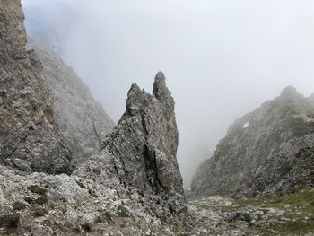 Rock formations on mountain against sky