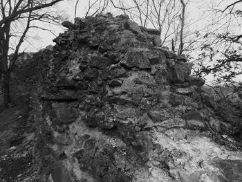 Low angle view of rock formations