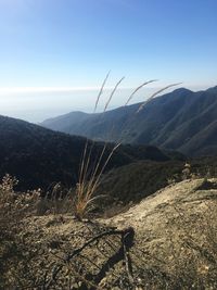 Scenic view of mountains against clear sky