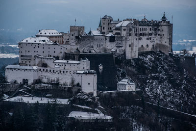 High angle view of buildings in city