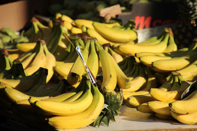 High angle view of bananas at market stall