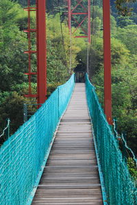 View of footbridge in forest