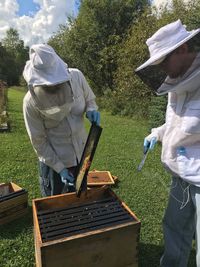 Low section of man working at farm