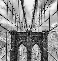 Low angle view of suspension bridge new york