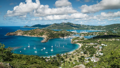 High angle view of sea against sky