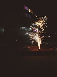 Firework display at night