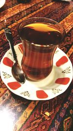 Close-up of tea cup on table