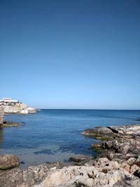 Scenic view of sea against clear sky