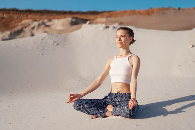 Full length of woman on beach