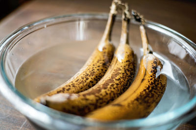 Close-up of bananas in water