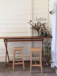 Potted plant on table at home