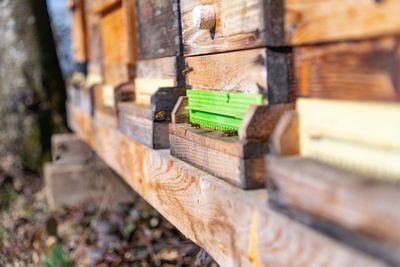 Close-up of stack of wood