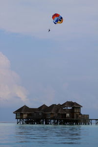 Man at beach against sky