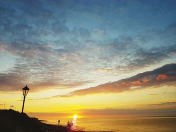 Scenic view of sea at sunset