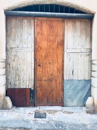 Closed door of old building