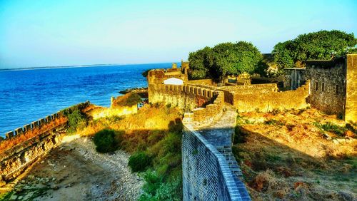 Scenic view of sea against clear sky