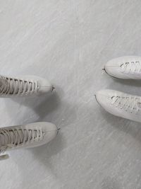 High angle view of shoes on floor
