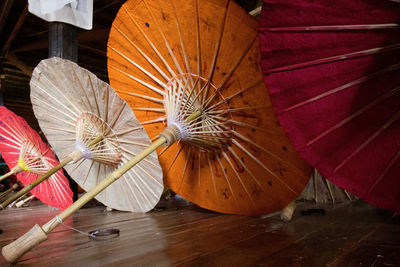 Umbrellas on hardwood floor
