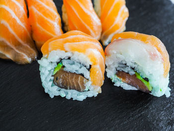 Close-up of sushi in plate