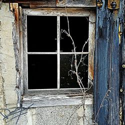 Closed door of house