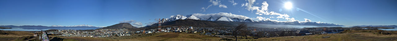 Panoramic view of landscape and mountains against sky