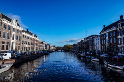 Canal passing through city buildings