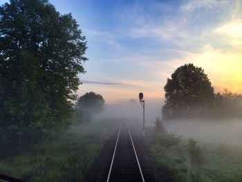 Railroad track at sunset