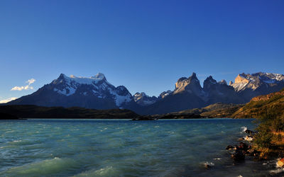 Scenic view of snowcapped mountains