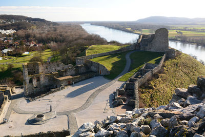 High angle view of townscape against sky