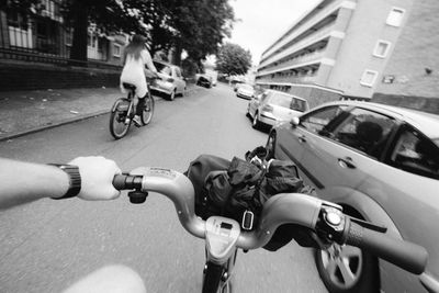 Man riding motorcycle on road