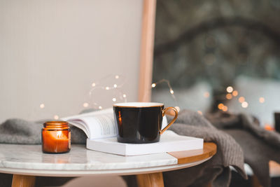 Close-up of coffee on table
