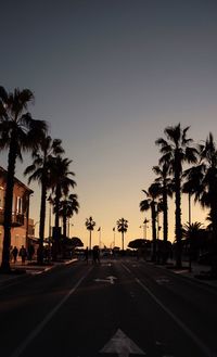 Silhouette palm trees against sky during sunset