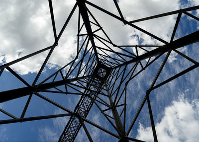 Low angle view of electricity pylon against sky