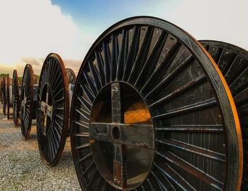 Bicycles against sky