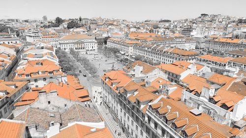 High angle view of townscape against sky