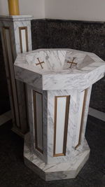 High angle view of white house on floor at home