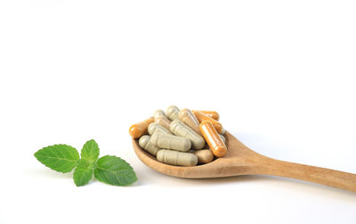 Close-up of food on white background