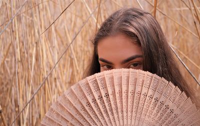 Close-up portrait of a beautiful young woman