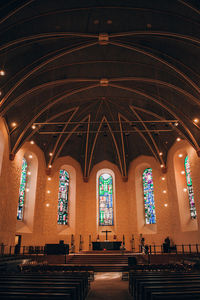 Interior of illuminated church