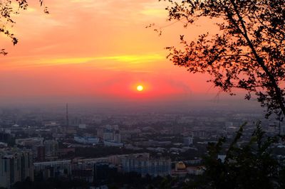 View of city at sunset