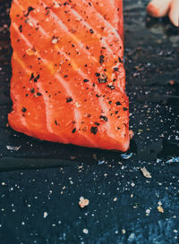 High angle view of food on table